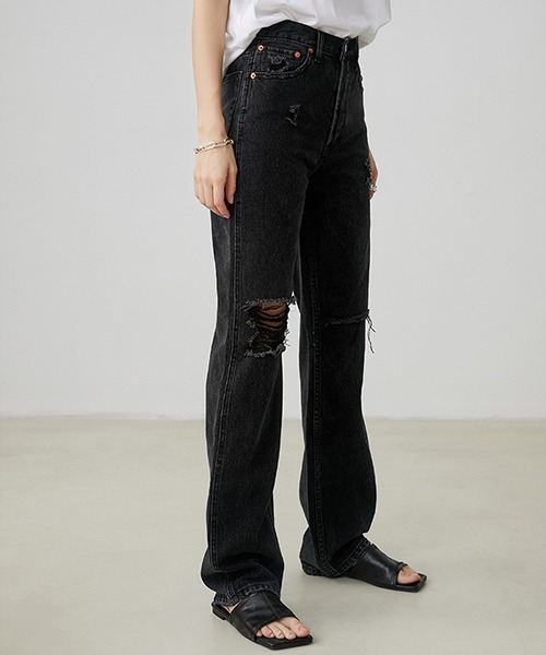 Fano Studios（ファノ ストゥディオズ）の「【Fano Studios】ストレートシルエット ブラック ダメージデニムパンツ FX20K143（デニムパンツ・レディース・ブラック・S/M/L）」の22枚目の写真