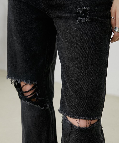 Fano Studios（ファノ ストゥディオズ）の「【Fano Studios】ストレートシルエット ブラック ダメージデニムパンツ FX20K143（デニムパンツ・レディース・ブラック・S/M/L）」の17枚目の写真