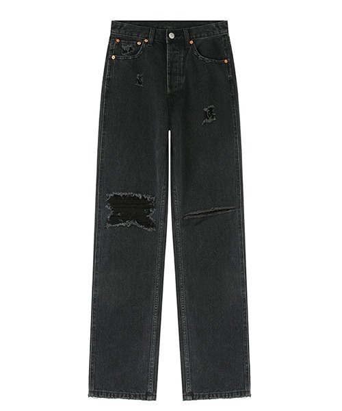 Fano Studios（ファノ ストゥディオズ）の「【Fano Studios】ストレートシルエット ブラック ダメージデニムパンツ FX20K143（デニムパンツ・レディース・ブラック・S/M/L）」の9枚目の写真