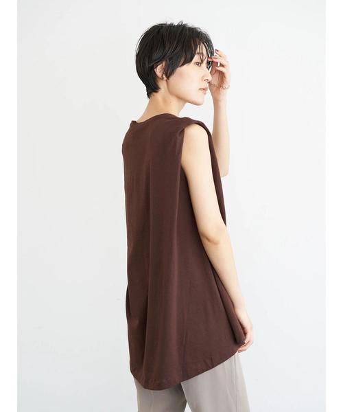 AMERICAN HOLIC（アメリカンホリック）の「ノースリーブバックフレアカットチュニック　＊（Tシャツ/カットソー・レディース・ベージュ/オフホワイト/ブラック/グリーン/ブラウン・M/L）」の9枚目の写真