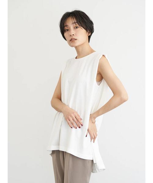 AMERICAN HOLIC（アメリカンホリック）の「ノースリーブバックフレアカットチュニック　＊（Tシャツ/カットソー・レディース・ベージュ/オフホワイト/ブラック/グリーン/ブラウン・M/L）」の14枚目の写真