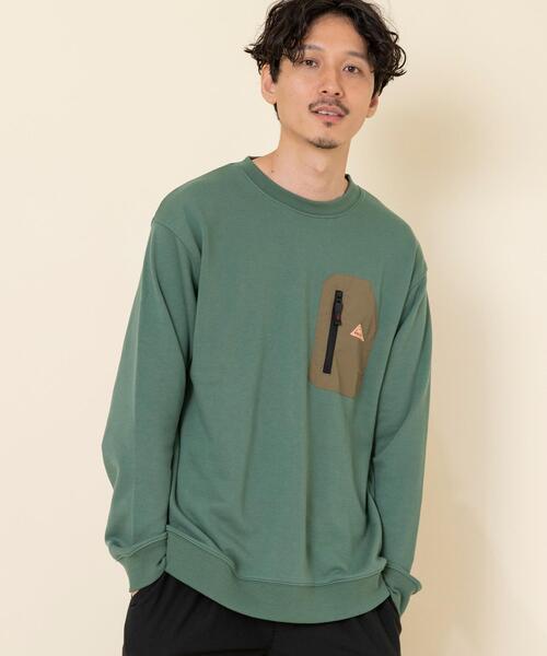 KELTY（ケルティ）の「KELTY(ケルティ)別注ポケットウラケクルーネックスウェット(ベージュ、ダークブラウン⇒WEB限定カラー)#（スウェット・メンズ・ブラック/ホワイト/ダークブラウン/ケリー/ベージュ・SMALL/MEDIUM/X-LARGE/LARGE）」の5枚目の写真