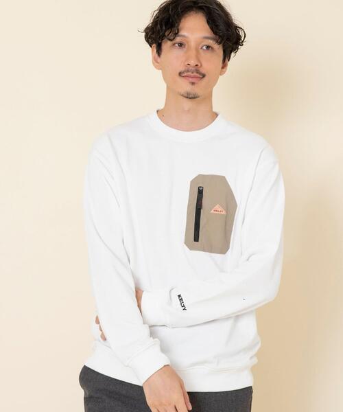 KELTY（ケルティ）の「KELTY(ケルティ)別注ポケットウラケクルーネックスウェット(ベージュ、ダークブラウン⇒WEB限定カラー)#（スウェット・メンズ・ブラック/ホワイト/ダークブラウン/ケリー/ベージュ・SMALL/MEDIUM/X-LARGE/LARGE）」の6枚目の写真