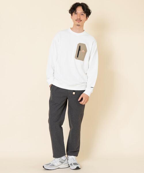 KELTY（ケルティ）の「KELTY(ケルティ)別注ポケットウラケクルーネックスウェット(ベージュ、ダークブラウン⇒WEB限定カラー)#（スウェット・メンズ・ブラック/ホワイト/ダークブラウン/ケリー/ベージュ・SMALL/MEDIUM/X-LARGE/LARGE）」の10枚目の写真