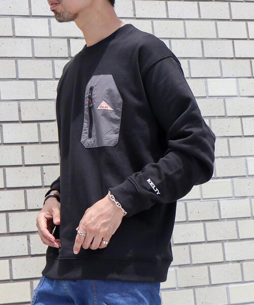 KELTY（ケルティ）の「KELTY(ケルティ)別注ポケットウラケクルーネックスウェット(ベージュ、ダークブラウン⇒WEB限定カラー)#（スウェット・メンズ・ブラック/ホワイト/ダークブラウン/ケリー/ベージュ・SMALL/MEDIUM/X-LARGE/LARGE）」の9枚目の写真