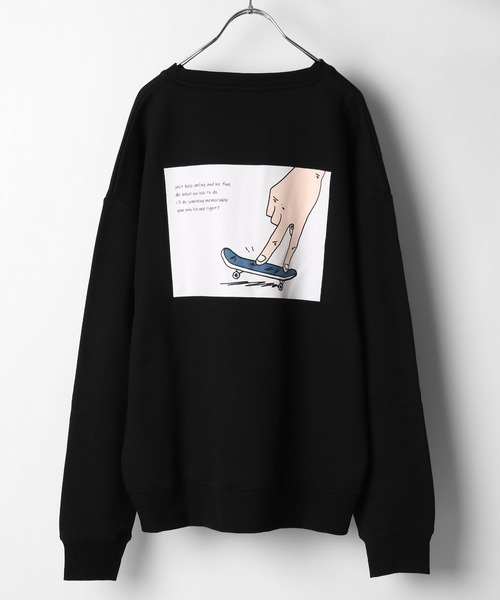 ZIP FIVE（ジップファイブ）の「【ZIP FIVE】イラストクルーオーバーサイズスウェット（スウェット・レディース・ブルー/ブラウン/グリーン/ベージュ/ホワイト/ブラック/ホワイト系/ブルー系/ブラウン系/グリーン系/ベージュ系/ブラック系/ブルー系1/ブラウン系1/グリーン系1/ベージュ系1/ホワイト系1/ブラック系1・MEDIUM/LARGE/X-LARGE）」の5枚目の写真