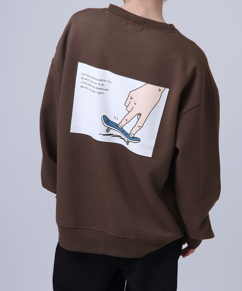 ZIP FIVE（ジップファイブ）の「【ZIP FIVE】イラストクルーオーバーサイズスウェット（スウェット・レディース・ブルー/ブラウン/グリーン/ベージュ/ホワイト/ブラック/ホワイト系/ブルー系/ブラウン系/グリーン系/ベージュ系/ブラック系/ブルー系1/ブラウン系1/グリーン系1/ベージュ系1/ホワイト系1/ブラック系1・MEDIUM/LARGE/X-LARGE）」の8枚目の写真