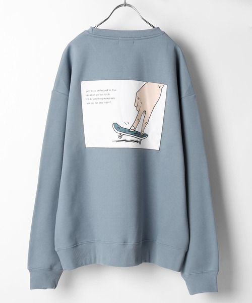 ZIP FIVE（ジップファイブ）の「【ZIP FIVE】イラストクルーオーバーサイズスウェット（スウェット・レディース・ブルー/ブラウン/グリーン/ベージュ/ホワイト/ブラック/ホワイト系/ブルー系/ブラウン系/グリーン系/ベージュ系/ブラック系/ブルー系1/ブラウン系1/グリーン系1/ベージュ系1/ホワイト系1/ブラック系1・MEDIUM/LARGE/X-LARGE）」の17枚目の写真