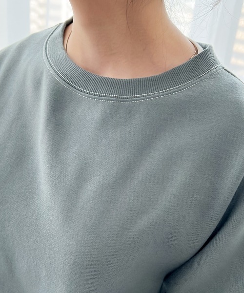 Java(ジャバ)の「《JaVa ジャバコラボ》配色ステッチクロップド丈スウェットプルオーバー(スウェット・レディース・ブラック/モカ/アイボリー/グレイッシュベージュ/ブルー系その他・MEDIUM/LARGE/X-LARGE/SMALL)」の11枚目の写真