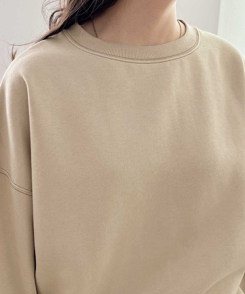 Java(ジャバ)の「《JaVa ジャバコラボ》配色ステッチクロップド丈スウェットプルオーバー(スウェット・レディース・ブラック/モカ/アイボリー/グレイッシュベージュ/ブルー系その他・MEDIUM/LARGE/X-LARGE/SMALL)」の17枚目の写真