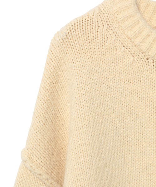 ADAM ET ROPE'（アダムエロペ）の「【ZOZO限定】フリンジBIGニットプルオーバー（ニット/セーター・レディース・ブラック/ライトグリーン/キナリ・FREE）」の11枚目の写真