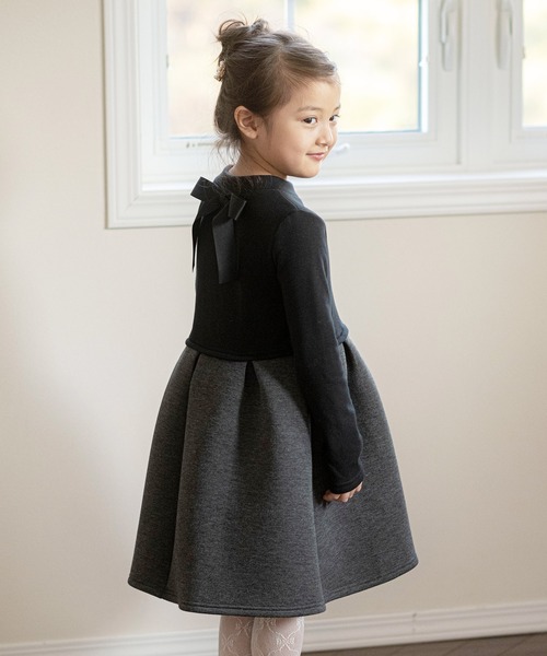 Catherine Cottage（キャサリンコテージ）の「リボンカットソーワンピース（ワンピース・キッズ・ブラック×グレー/ブラック×ブラック/グレー/グレー系・110/120/130/140/150）」の10枚目の写真