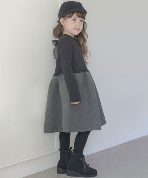 Catherine Cottage（キャサリンコテージ）の「リボンカットソーワンピース（ワンピース・キッズ・ブラック×グレー/ブラック×ブラック/グレー/グレー系・110/120/130/140/150）」の12枚目の写真