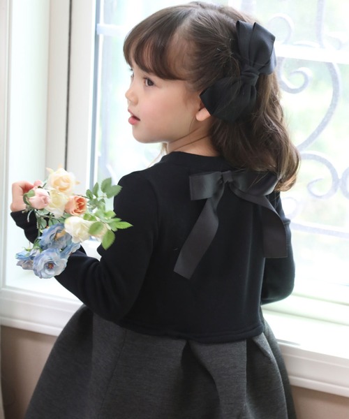 Catherine Cottage（キャサリンコテージ）の「リボンカットソーワンピース（ワンピース・キッズ・ブラック×グレー/ブラック×ブラック/グレー/グレー系・110/120/130/140/150）」の11枚目の写真