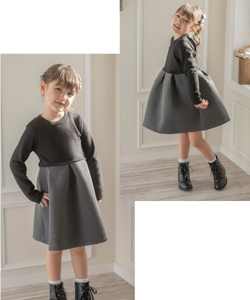 Catherine Cottage（キャサリンコテージ）の「リボンカットソーワンピース（ワンピース・キッズ・ブラック×グレー/ブラック×ブラック/グレー/グレー系・110/120/130/140/150）」の16枚目の写真