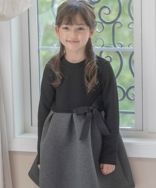 Catherine Cottage（キャサリンコテージ）の「リボンカットソーワンピース（ワンピース・キッズ・ブラック×グレー/ブラック×ブラック/グレー/グレー系・110/120/130/140/150）」の22枚目の写真