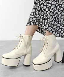 LOVEHUNTER / 10.5cm厚底 スクエアトゥ レースアップブーツ(1542)