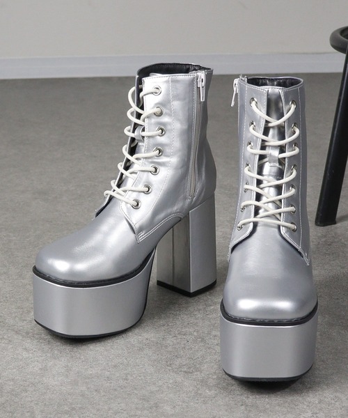 LOVEHUNTER(ラブハンター)の「LOVEHUNTER / 10.5cm厚底 スクエアトゥ レースアップブーツ(1542)(ブーツ・レディース・ブラック/ダークブラウン/アイボリー/ブラック系その他/シルバー・S/M/L/LL/SS/3L)」の19枚目の写真