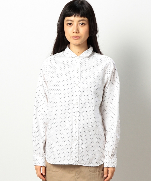 coen（コーエン）の「ライトオックスフォードドット柄シャツ（シャツ/ブラウス・レディース・ホワイト/ネイビー・MEDIUM/LARGE/SMALL）」の8枚目の写真