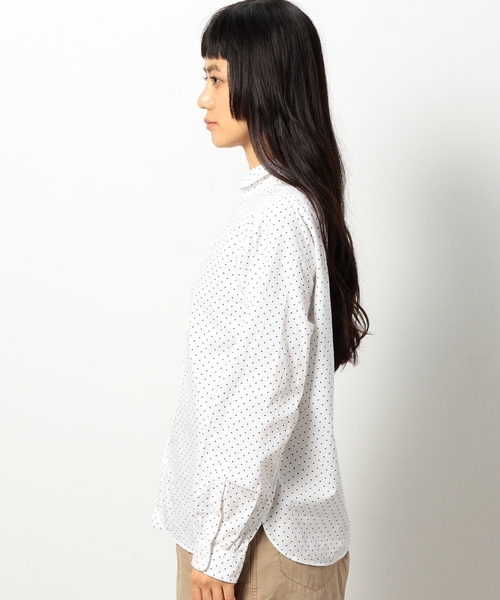 coen（コーエン）の「ライトオックスフォードドット柄シャツ（シャツ/ブラウス・レディース・ホワイト/ネイビー・MEDIUM/LARGE/SMALL）」の9枚目の写真