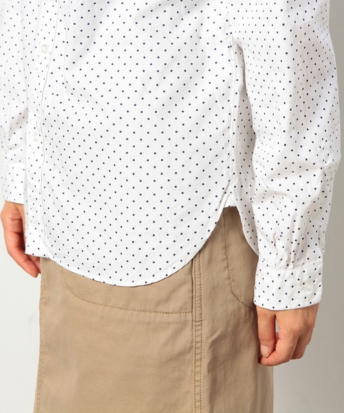 coen（コーエン）の「ライトオックスフォードドット柄シャツ（シャツ/ブラウス・レディース・ホワイト/ネイビー・MEDIUM/LARGE/SMALL）」の5枚目の写真