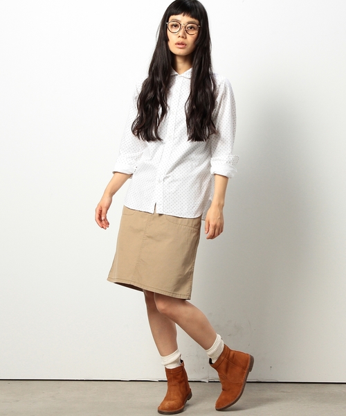 coen（コーエン）の「ライトオックスフォードドット柄シャツ（シャツ/ブラウス・レディース・ホワイト/ネイビー・MEDIUM/LARGE/SMALL）」の12枚目の写真