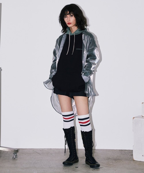 Bonjour Girl（ボンジュールガール）の「【Bonjour Girl】BG バイカラーパーカー（パーカー・レディース・ホワイト/ブラック/パープル・FREE）」の5枚目の写真