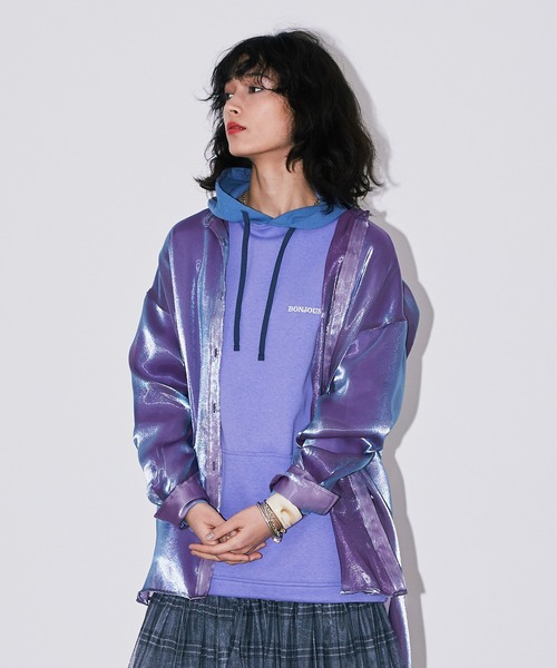 Bonjour Girl（ボンジュールガール）の「【Bonjour Girl】BG バイカラーパーカー（パーカー・レディース・ホワイト/ブラック/パープル・FREE）」の13枚目の写真