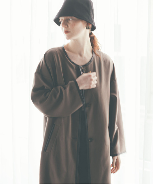 feepur（フェピュール）の「パイピングコート（ノーカラーコート・レディース・ベージュ/モカ/ピンクベージュ・MEDIUM）」の19枚目の写真