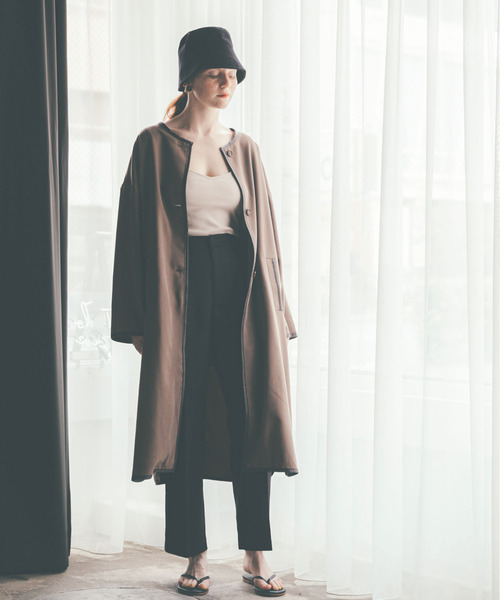 feepur（フェピュール）の「パイピングコート（ノーカラーコート・レディース・ベージュ/モカ/ピンクベージュ・MEDIUM）」の17枚目の写真