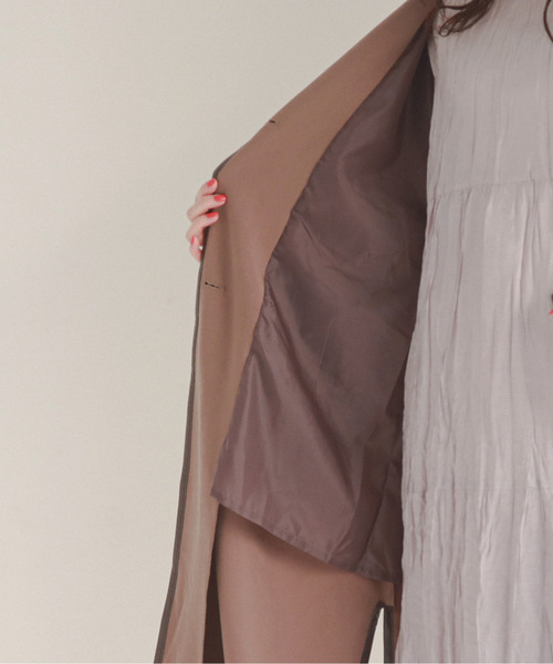 feepur（フェピュール）の「パイピングコート（ノーカラーコート・レディース・ベージュ/モカ/ピンクベージュ・MEDIUM）」の7枚目の写真