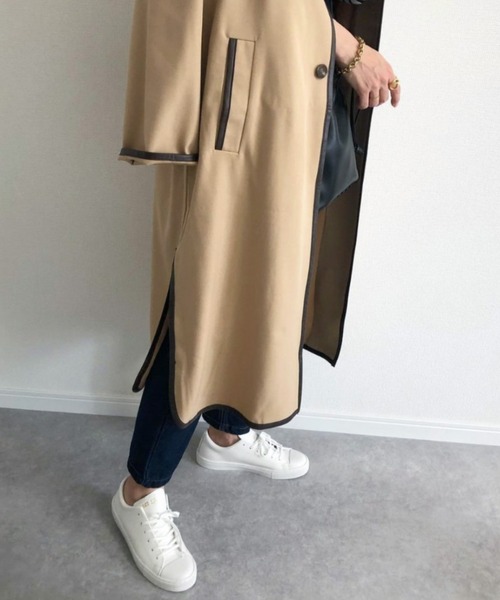 feepur（フェピュール）の「パイピングコート（ノーカラーコート・レディース・ベージュ/モカ/ピンクベージュ・MEDIUM）」の21枚目の写真