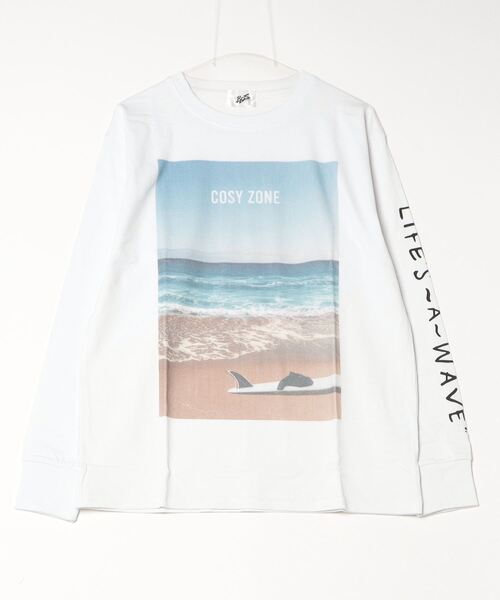 Bling Leads(ブリングリーズ)の「16/- 天竺 フォトプリント クルーネック ロング Tシャツ(Tシャツ/カットソー・メンズ・ホワイト/ブラック/ライトグリーン/杢グレー・M/L)」の1枚目の写真