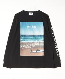 16/- 天竺 フォトプリント クルーネック ロング Tシャツ