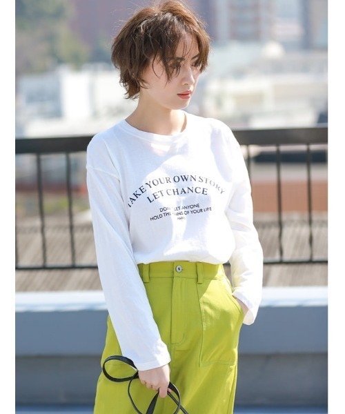 fifth(フィフス)の「フロントロゴロングスリーブTシャツ(Tシャツ/カットソー・レディース・ホワイト/ブラック・MEDIUM)」の1枚目の写真
