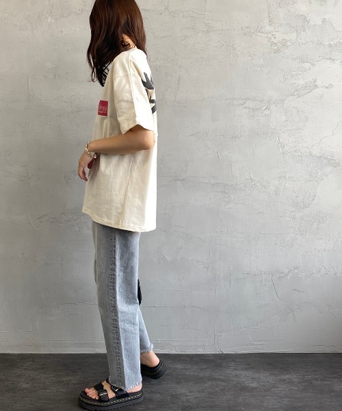 Jeans ブレックファスト バックプリント Tシャツ 送関込 レコードガール イラストバックプリント ビッグシルエット半袖T