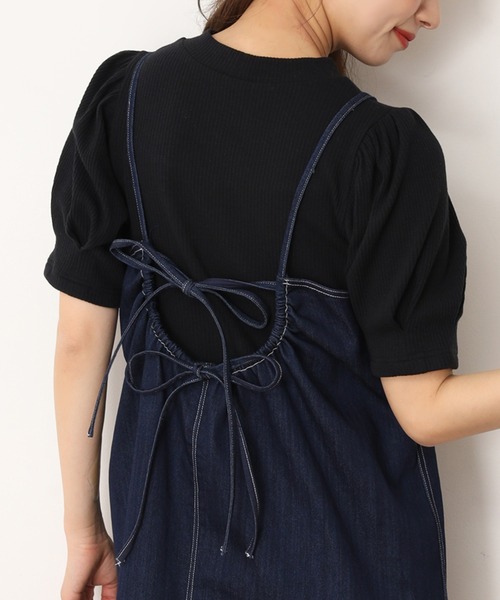 one after another NICE CLAUP（ワンアフターアナザーナイスクラップ）の「袖コンシャステレコトップス（Tシャツ/カットソー・レディース・オフホワイト/ベージュ/ブラック/ミント・FREE）」の2枚目の写真
