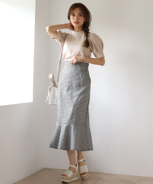 one after another NICE CLAUP（ワンアフターアナザーナイスクラップ）の「袖コンシャステレコトップス（Tシャツ/カットソー・レディース・オフホワイト/ベージュ/ブラック/ミント・FREE）」の8枚目の写真
