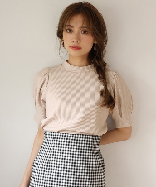 one after another NICE CLAUP（ワンアフターアナザーナイスクラップ）の「袖コンシャステレコトップス（Tシャツ/カットソー・レディース・オフホワイト/ベージュ/ブラック/ミント・FREE）」の22枚目の写真