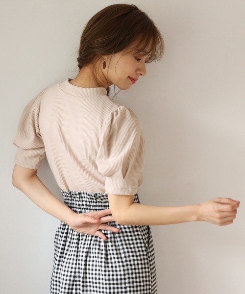 one after another NICE CLAUP（ワンアフターアナザーナイスクラップ）の「袖コンシャステレコトップス（Tシャツ/カットソー・レディース・オフホワイト/ベージュ/ブラック/ミント・FREE）」の16枚目の写真