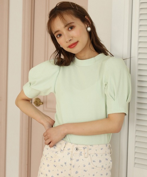 one after another NICE CLAUP（ワンアフターアナザーナイスクラップ）の「袖コンシャステレコトップス（Tシャツ/カットソー・レディース・オフホワイト/ベージュ/ブラック/ミント・FREE）」の5枚目の写真