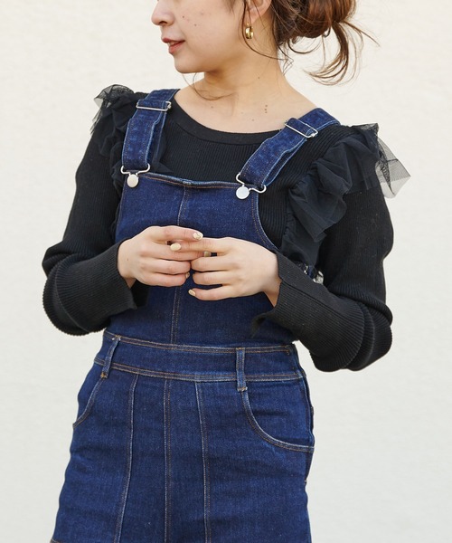 Chico（チコ）の「ストレッチデニムサロペット（サロペット/オーバーオール・レディース・ネイビー/ブルー・SMALL/MEDIUM）」の5枚目の写真