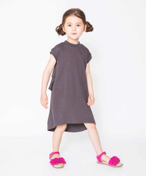 BRANSHES(ブランシェス)の「うしろ2段フリル半袖ワンピース(ワンピース・キッズ・ピンクベージュ/チャコールグレー・150cm/110cm/100cm/140cm/90cm/80cm/120cm/130cm)」の9枚目の写真