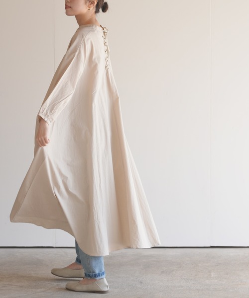 rps（アールピーエス）の「レースアップテントラインワンピース（ワンピース・レディース・ブラック/ブルー/アイボリー/ライトベージュ/ブルーグリーン/チャコールグレー・M）」の7枚目の写真