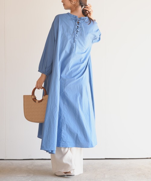 rps（アールピーエス）の「レースアップテントラインワンピース（ワンピース・レディース・ブラック/ブルー/アイボリー/ライトベージュ/ブルーグリーン/チャコールグレー・M）」の9枚目の写真