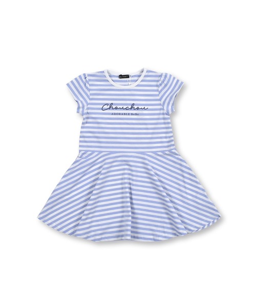 Bebe ボーダー 90 150cm ワンピース 肩開き ワンピース 肩開き ワンピース ロゴプリント Bebe ベベ のファッション ロゴプリント