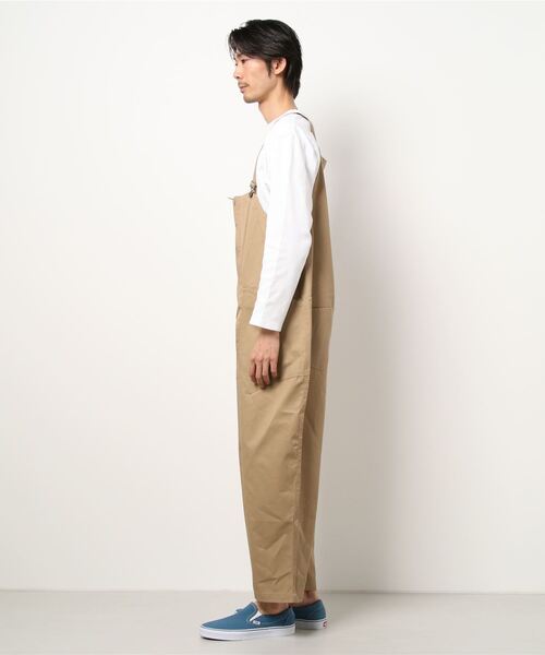 Blue Standard （ブルースタンダード）の「【BLUE STANDARD】ビッグシルエット　ツイルフロントZIPオーバーオール（サロペット/オーバーオール・メンズ・ブラック/カーキ/ブルー/ベージュ/オフホワイト・MEDIUM/LARGE）」の6枚目の写真