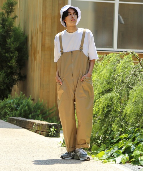 Blue Standard （ブルースタンダード）の「【BLUE STANDARD】ビッグシルエット　ツイルフロントZIPオーバーオール（サロペット/オーバーオール・メンズ・ブラック/カーキ/ブルー/ベージュ/オフホワイト・MEDIUM/LARGE）」の3枚目の写真