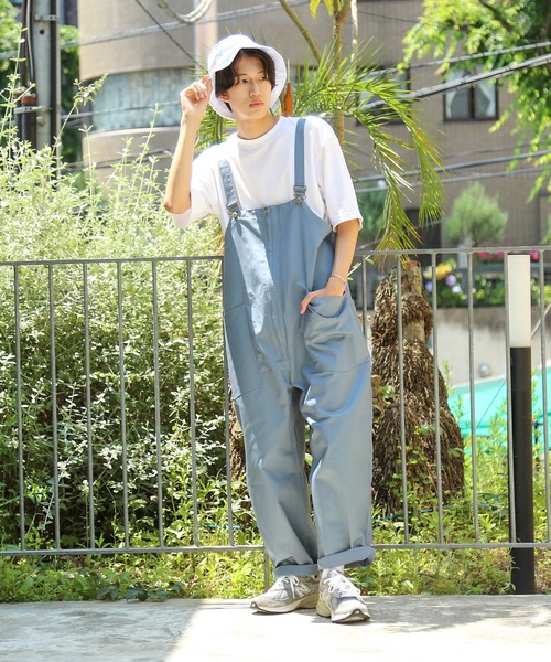 Blue Standard （ブルースタンダード）の「【BLUE STANDARD】ビッグシルエット　ツイルフロントZIPオーバーオール（サロペット/オーバーオール・メンズ・ブラック/カーキ/ブルー/ベージュ/オフホワイト・MEDIUM/LARGE）」の5枚目の写真