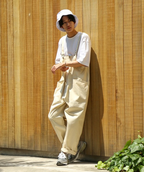 Blue Standard （ブルースタンダード）の「【BLUE STANDARD】ビッグシルエット　ツイルフロントZIPオーバーオール（サロペット/オーバーオール・メンズ・ブラック/カーキ/ブルー/ベージュ/オフホワイト・MEDIUM/LARGE）」の8枚目の写真